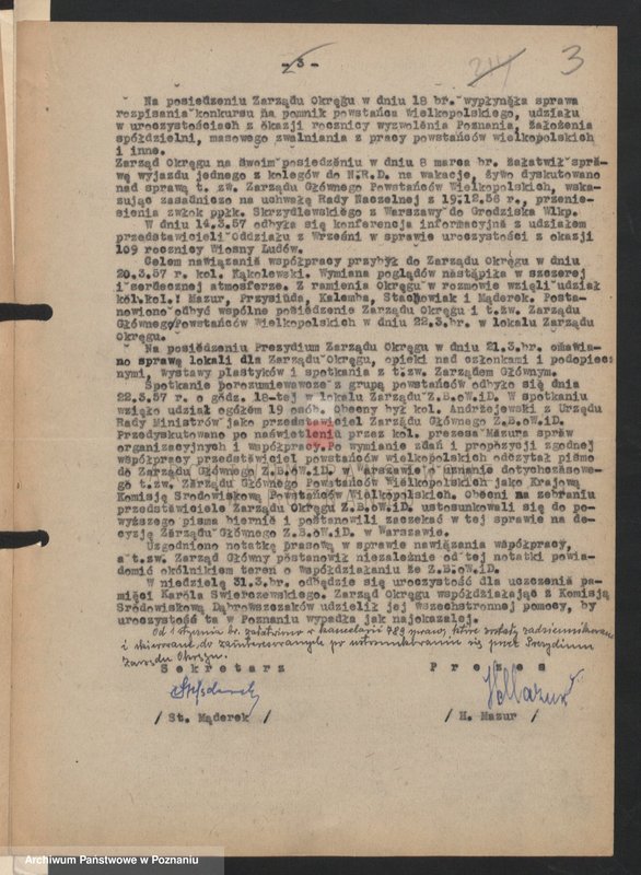 Obraz 10 z jednostki "Informacje o strukturze organizacyjnej i działalności Zarządu Okręgu Związku Bojowników o Wolność i Demokrację w Poznaniu."