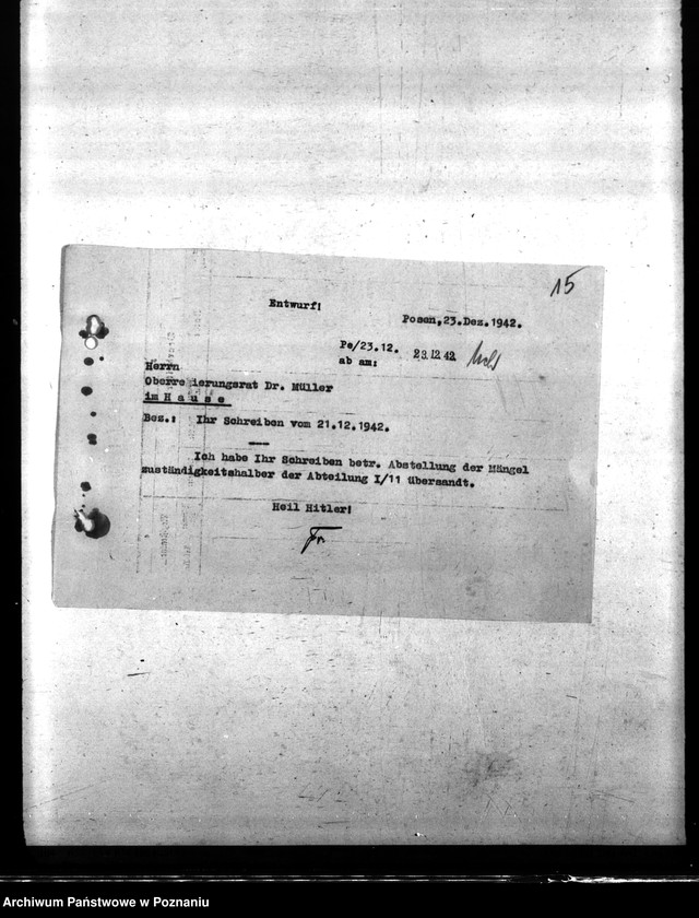 Obraz 19 z jednostki "Baupläne der Luftschutz und Brandwache für Dienstgebäude Posen, Felix- Dahn- Platz 17."