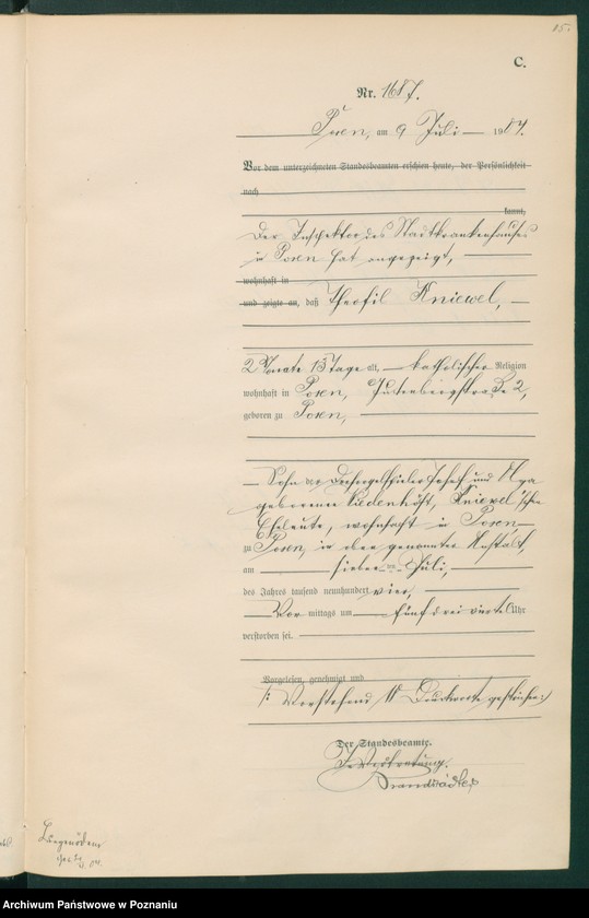 Obraz 17 z jednostki "Księga miejscowa zgonów tom IV"