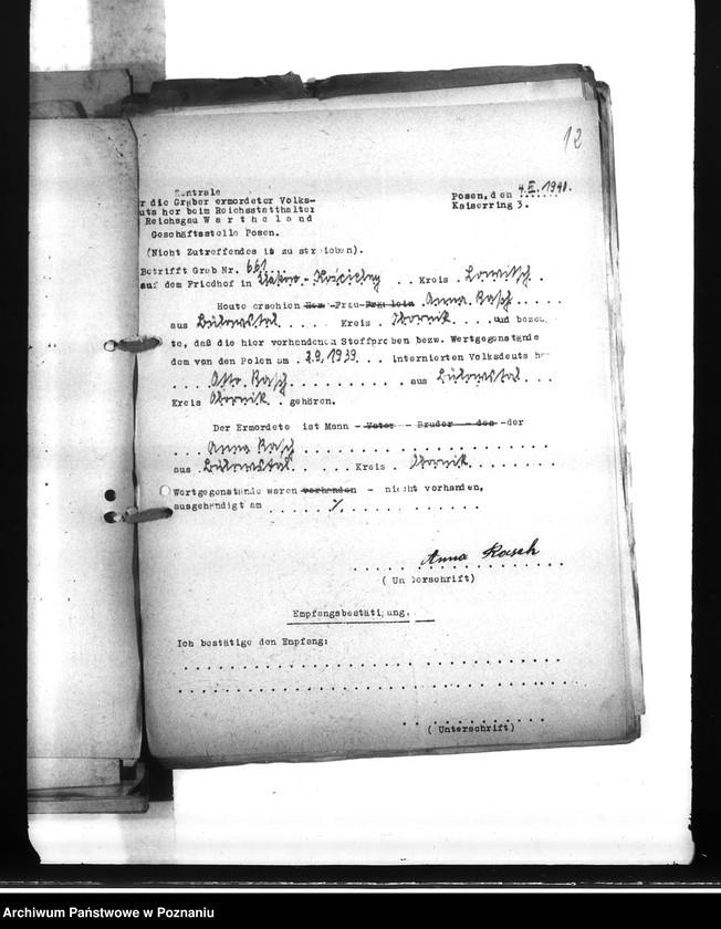 Obraz 16 z jednostki "Wykazy miejscowych Niemców, którzy zginęli w 1939 roku Q - R"