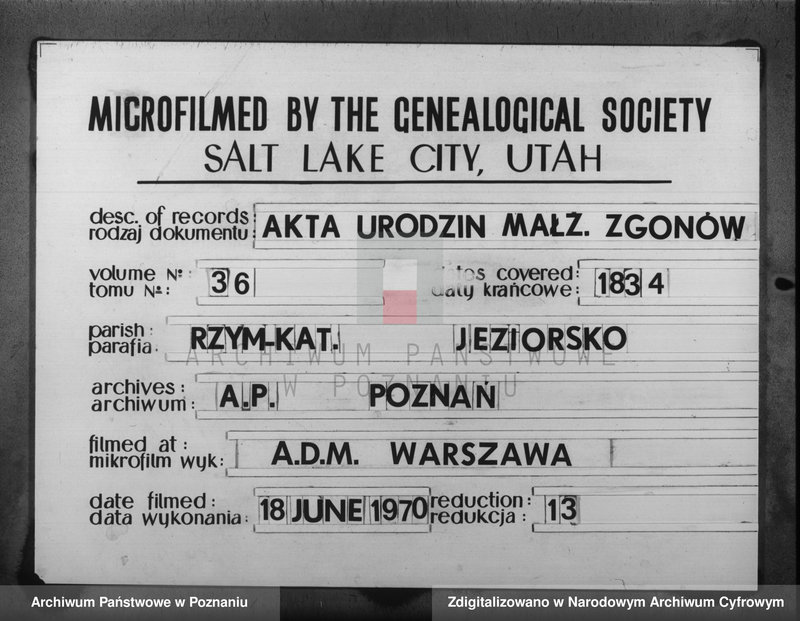 Obraz 1 z jednostki "Akta urodzeń, małżeństw i zgonu"