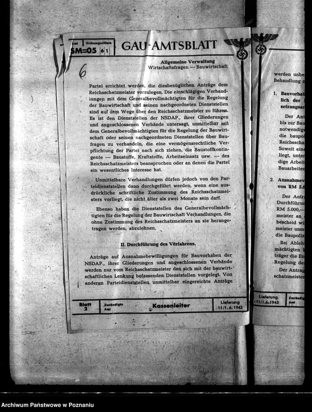 Obraz 10 z jednostki "Betriebsstoffzuteilungen für Kraftfahrzeuge. Regelung der Bauwirtschaft. Bauverbot. Lückenbebauung Posen. Behelfsbauten für Molkereien."