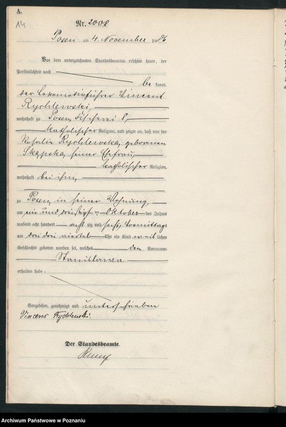 Obraz 17 z jednostki "Księga urodzeń t. V"