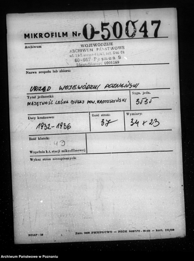 Obraz 2 z jednostki "/Majętność leśna Bugaj / powiat krotoszyński"