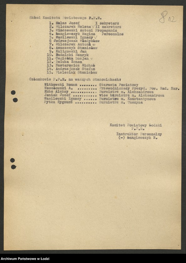 Obraz 13 z jednostki "Sprawozdania [z działalności i ankiety sprawozdawcze instruktora personalnego za lata 1945 - 1946]"