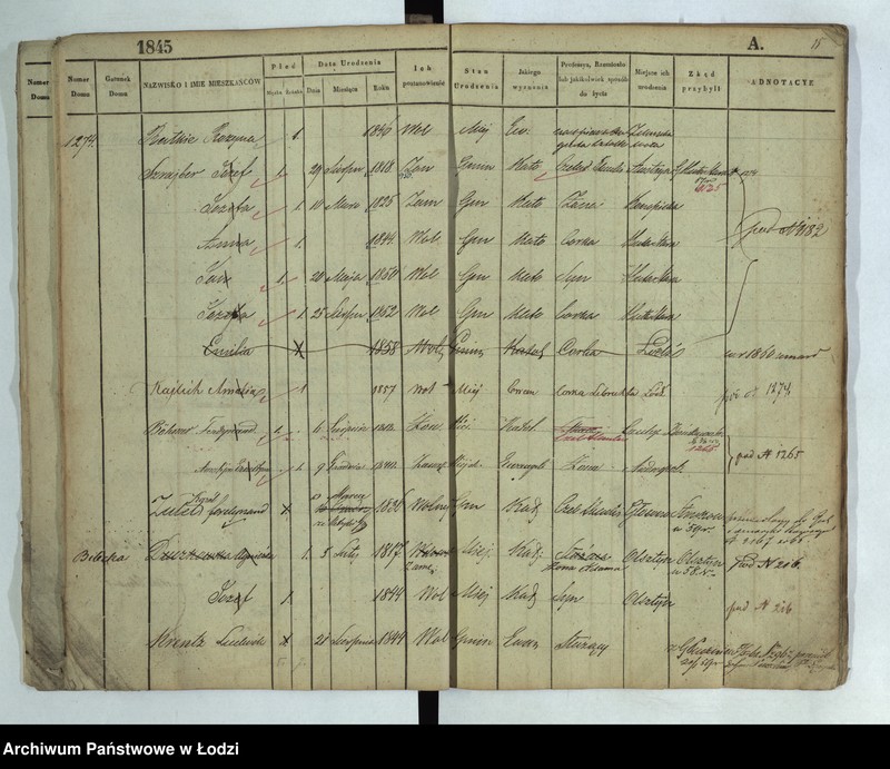 Obraz 11 z jednostki "[Księga ludności stałej Łódź nr 1269-1445]"