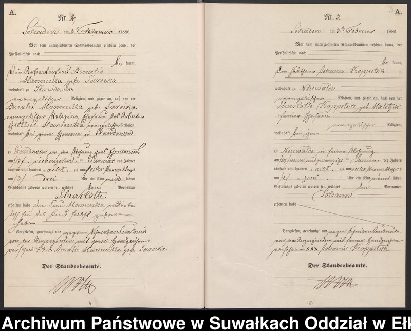 image.from.unit.number "Geburts-Haupt-Register des Königlich Preussischen Standes-Amtes Schaden Kreis Sensburg"