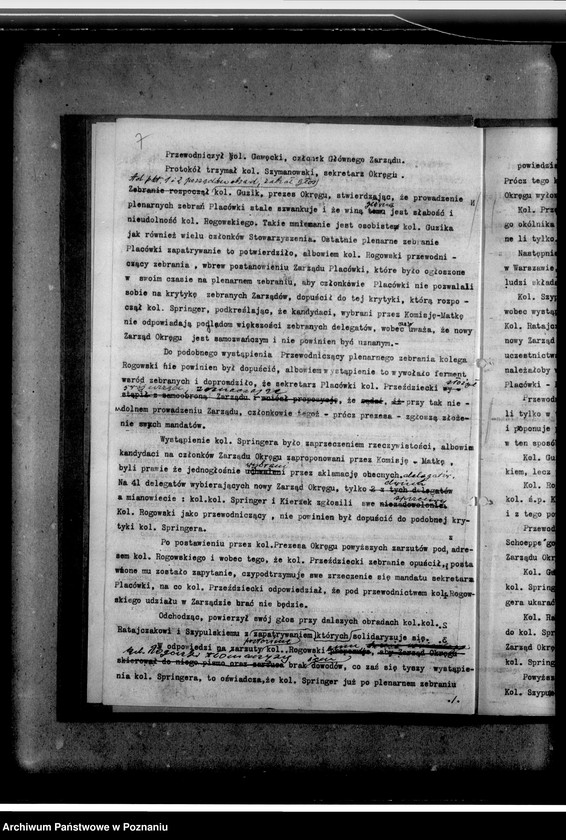 Obraz 11 z jednostki "Protokoły zebrań Zarządu Okręgu Poznańskiego"