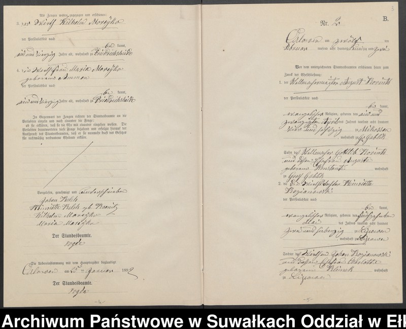 image.from.unit.number "Heiraths-Neben-Register des Preussischen Standes-Amtes Orlowen Kreis Loetzen für das Jahr 1892"