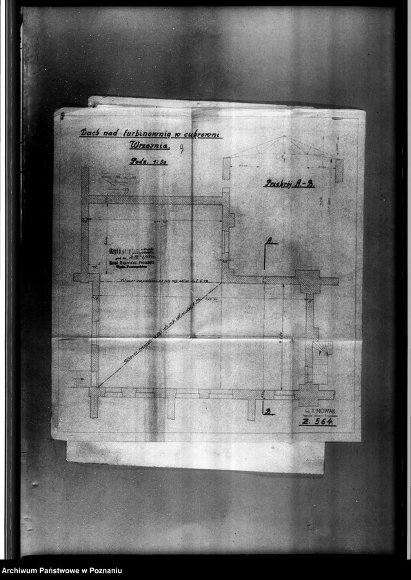 Obraz 13 z jednostki "Obliczenia statystyczne rusztu, słupów, stopy fundamentowej pod turbiną, stropu i dachu w hali turbinowni Cukrowni we Wrześni Spółka Akcyjna"