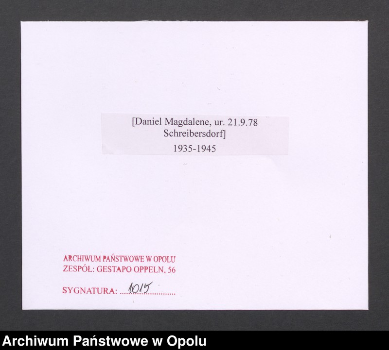 Obraz 2 z jednostki "[Daniel Magdalene, ur. 21.9.1878 Schreibersdorf]"