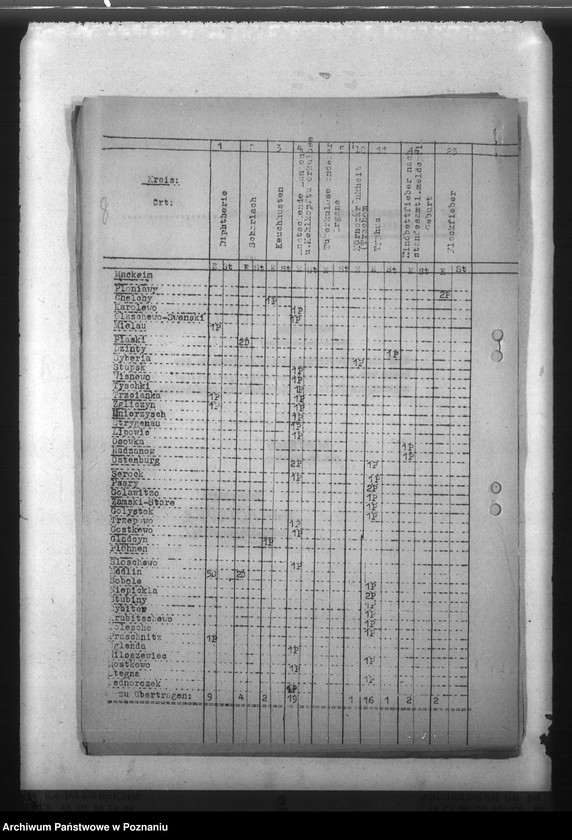 Obraz 12 z jednostki "Nachweisung von übertragbaren Krankheiten im Regierungsbezirk Ziehenau"