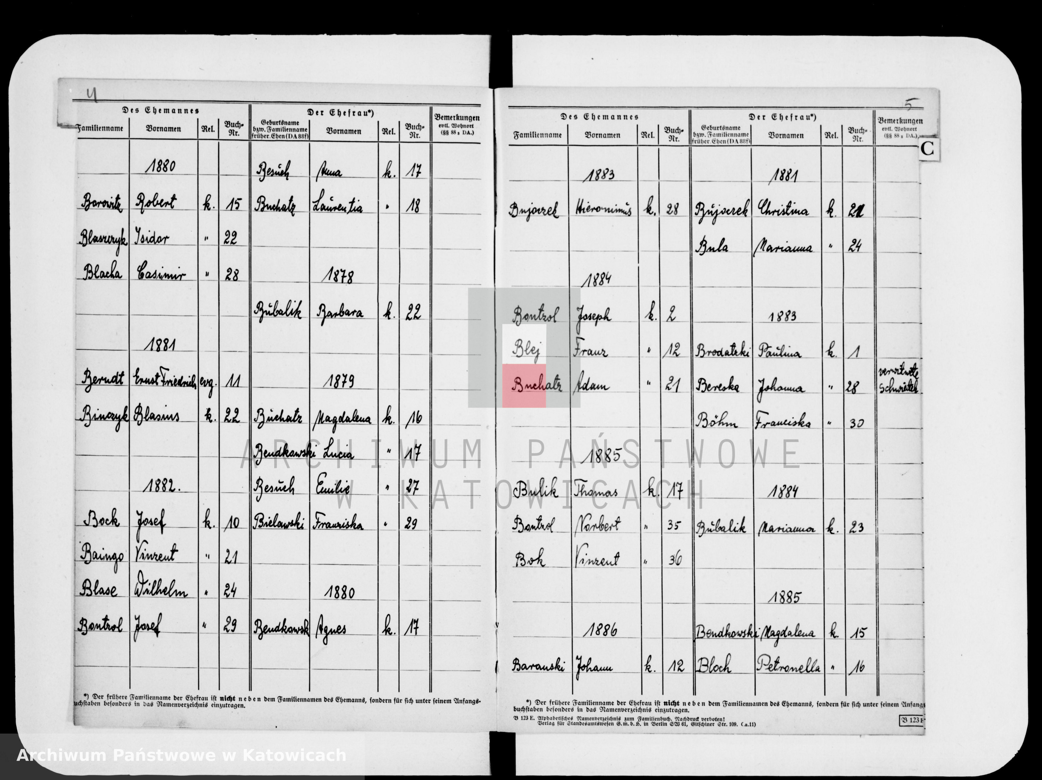 Skan z jednostki: Skorowidz do ksiąg małżeństw za lata 1874-1890