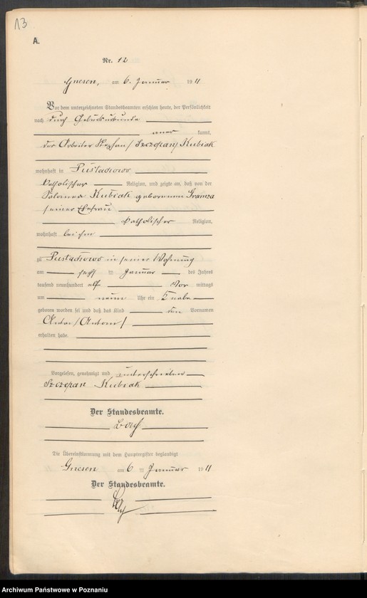Obraz 15 z jednostki "Geburts-Nebenregister Band I"