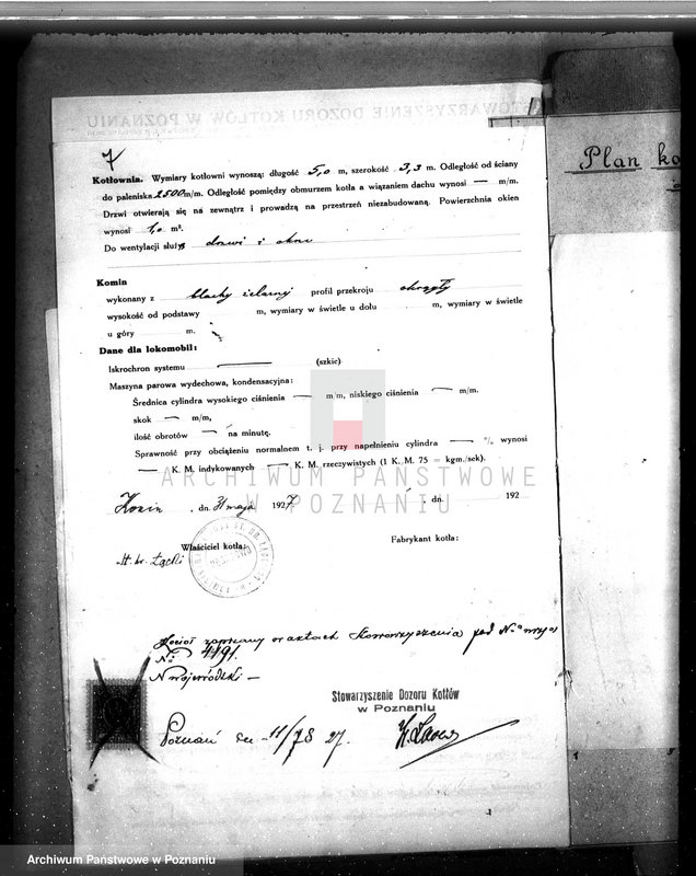 Obraz 11 z jednostki "Dominium Konin hr St. Łęcki, warsztaty reparacyjne - pow. Nowy Tomyśl nr woj. kotła 3787"