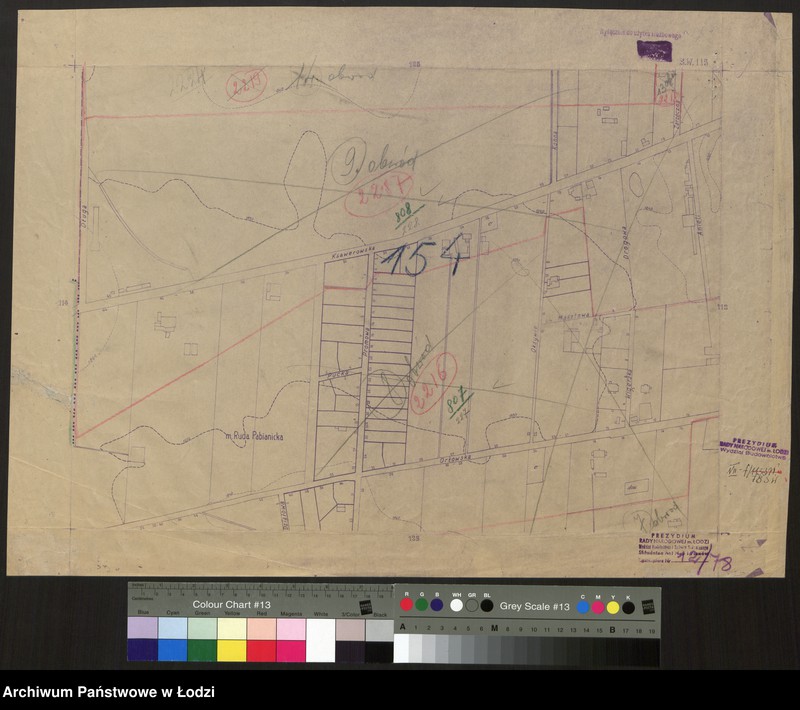 Obraz 1 z jednostki "Plan m. Łodzi 1:2000 z oznaczeniem podziału miasta na obwody i rejony spisowe. Sekcja SW113"