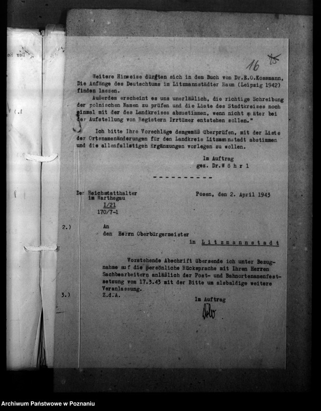 Obraz 20 z jednostki "Ortsnamenänderung - Litzmannstadt - Stadt (miasto Łódź)"