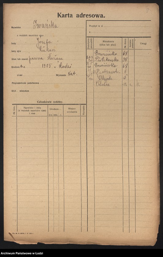 Obraz 10 z jednostki "[Spis ludności Łodzi] Iwanowicz - Izydorowicz"