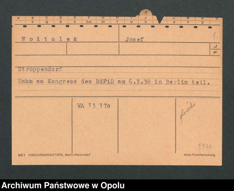 Obraz 10 z kolekcji "Uczestnicy I-go Kongresu Polaków w Niemczech odnotowani w aktach opolskiego gestapo"