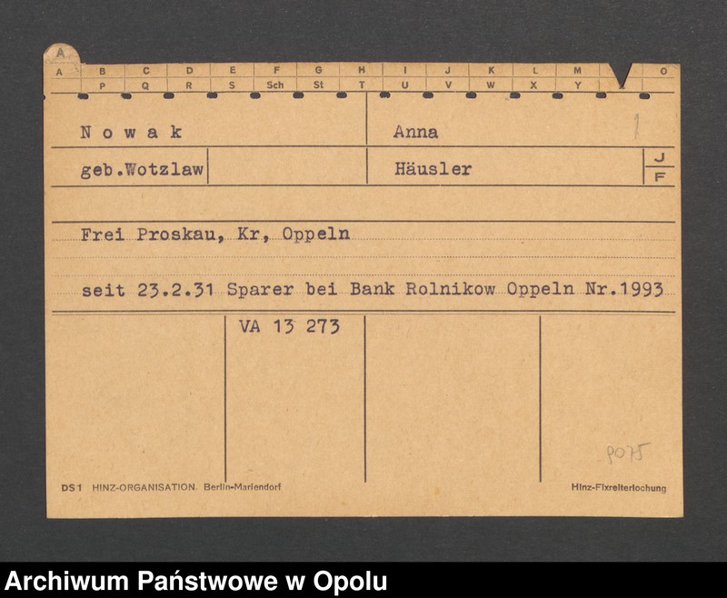 Obraz 3 z jednostki "[Nowak Anna z domu Wotzlaw, Frei Proskau]"