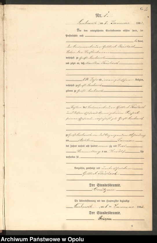 image.from.unit.number "Sterbe-Neben-Register Standes-Amt Leubusch 1893"