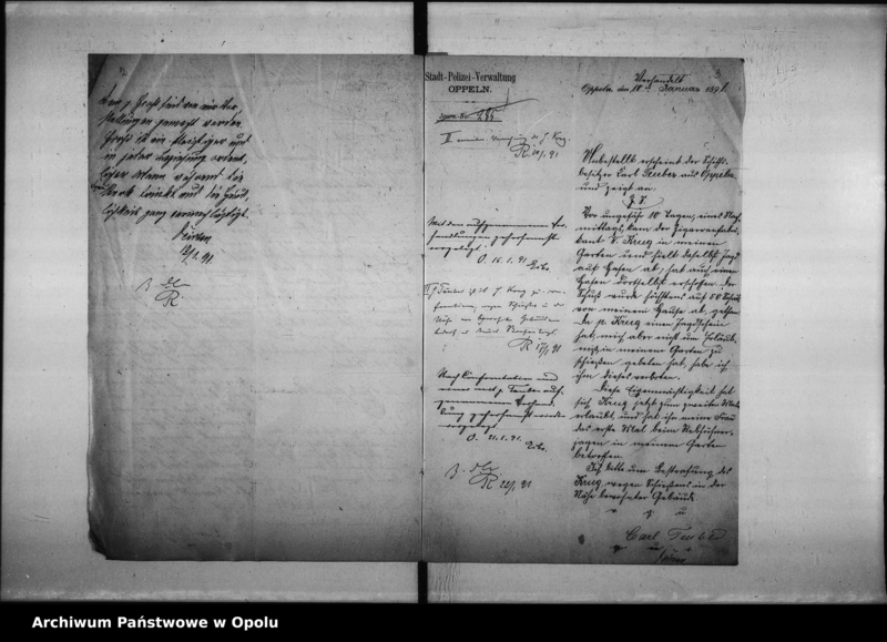 image.from.unit.number "Acta des Magistrats zu Oppel betreffend Polizei - Verwal[tung] Vol. I"