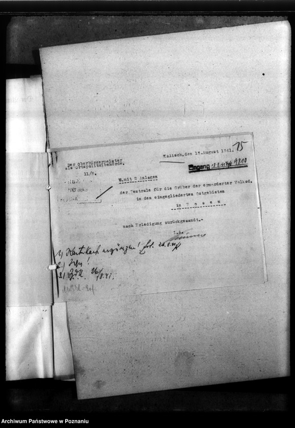 Obraz 19 z jednostki "Kreis Kalisch (Kalisz). Korespondencja w sprawie miejscowych Niemców, którzy zginęli w 1939 roku"