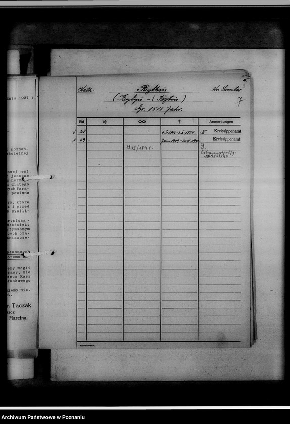 Obraz 10 z jednostki "Bücherverzeichnis [kościelne księgi wyznań: ewangelickiego i katolickiego] Kreis Samter [powiat szamotulski]"