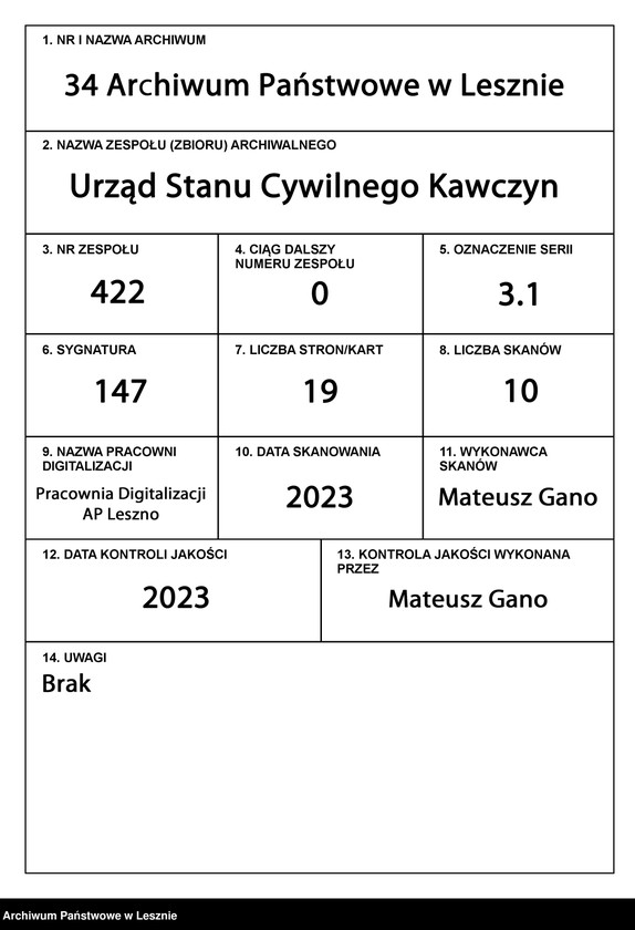 Obraz 1 z jednostki "[Księga zgonów]"