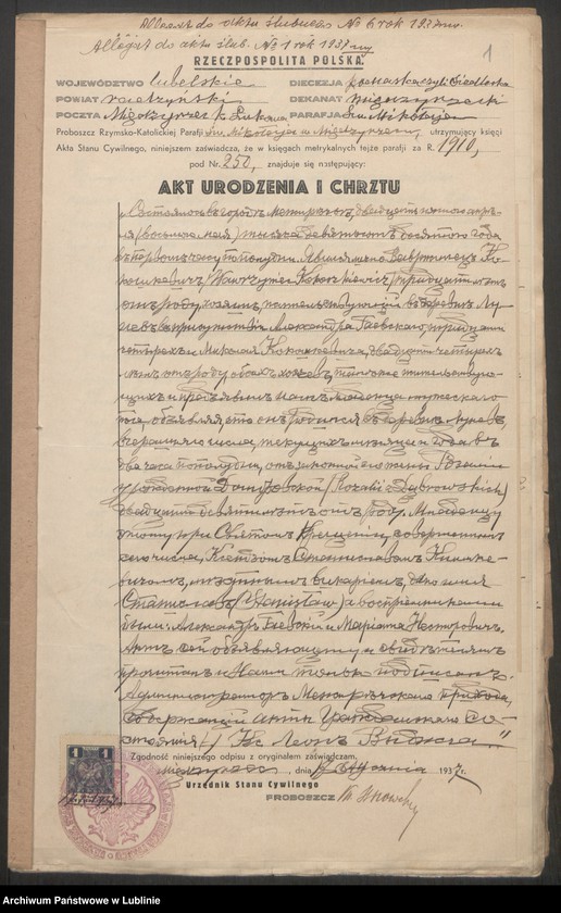 Obraz z jednostki "Alegaty do aktów stanu cywilnego z roku 1937"
