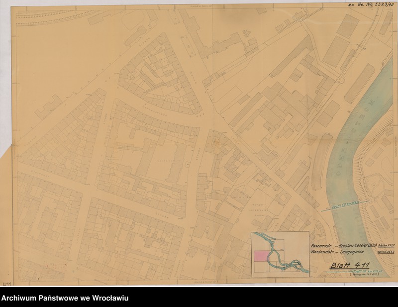 image.from.unit.number "Posenerstr.-Breslau-Coseler Deich Oderkm. 253,7 Westendstr.-LAngegassr. ODer km 253,2. Blatt 411"