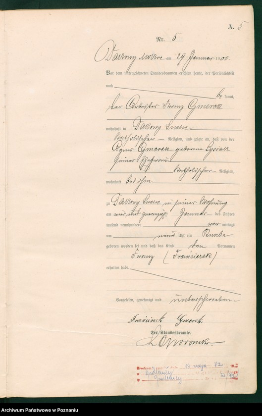 Obraz 8 z jednostki "Księga aktów urodzenia"