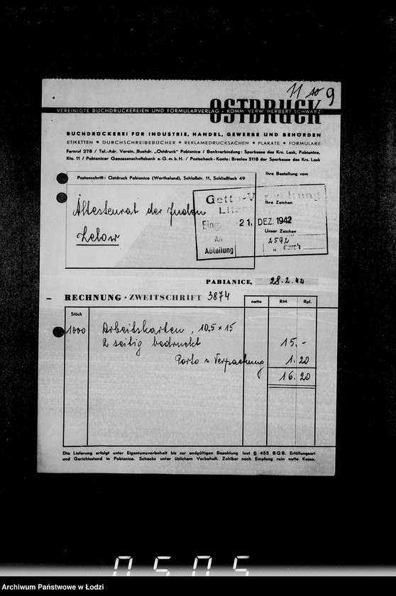 Obraz 15 z jednostki "Belege 803-909. Sonderkonto 12300."