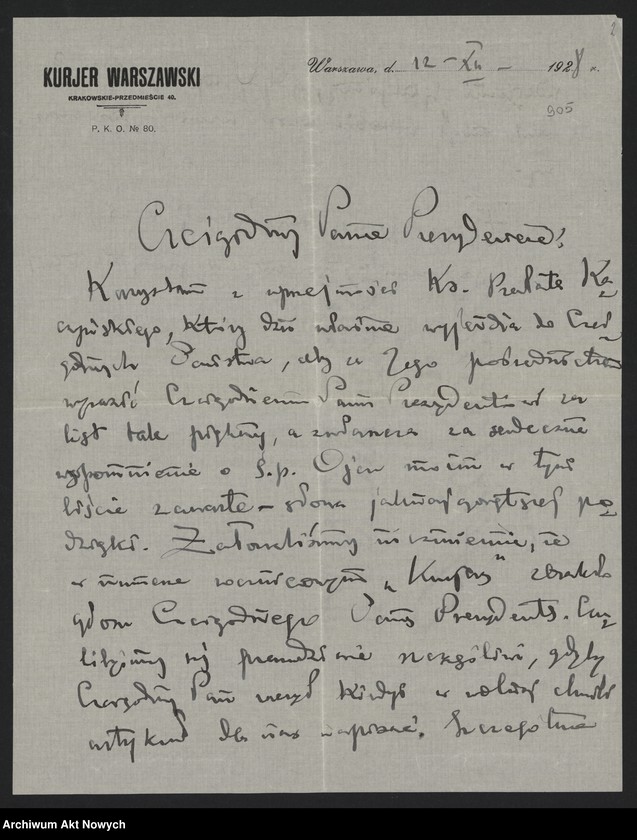 image.from.unit.number "Olchowicz Konrad (redaktor naczelny "Kuriera Warszawskiego"); Załączniki: telegramy do M. Borzęckiego i J. Piątkowskiej - Lübke; L.24 (odpowiedzi - rękopisy, maszynopisy)"