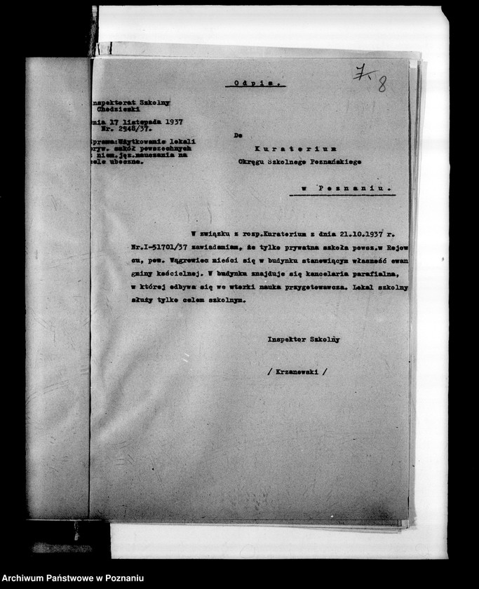 Obraz 11 z jednostki "Prywatna Szkoła Powszechna z niemieckim językiem nauczania Rejowiec powiat Wągrowiec"