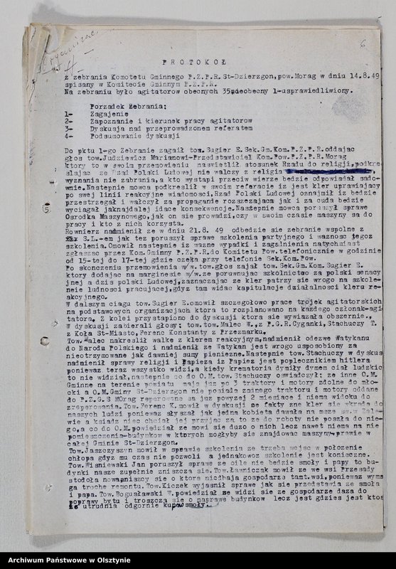 image.from.unit.number "Protokoły zebrań wyborczych /1951/, posiedzeń plenarnych, narad aktywu partyjnego, plany pracy, sprawozdania /1949-1954/ Komitetu Gminnego PZPR"