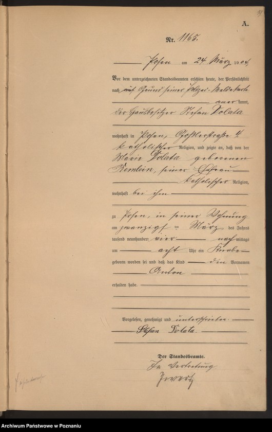 Obraz 20 z jednostki "Księga miejscowa urodzeń tom III"