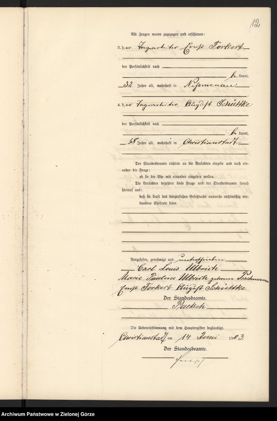 image.from.unit.number "Heiraths-Neben-Register im Standes-Amt Christianstadt a[m] B[ober] Kreis Sorau N[ieder] L[ausitz] pro 1903"