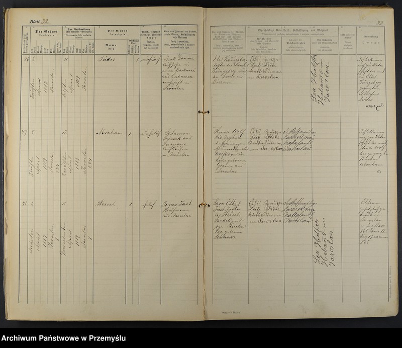 image.from.unit.number "Geburtsmatrik des israelitischen Matriken-Bezirkes Jaroslau pro 1889"