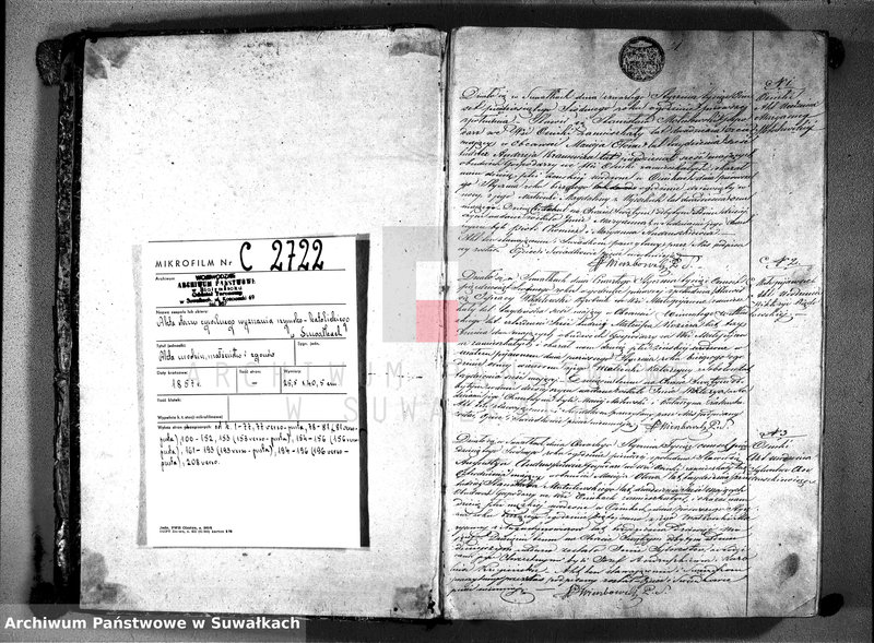 image.from.unit.number "Księga duplikat do zapisywania aktów urodzonych, zaślubionych i zmarłych parafii suwalskiej 1857 rok"