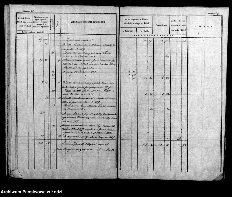 Obraz 20 z jednostki "Rachunek kasy ekonomicznej m. Łodzi za rok 1858"