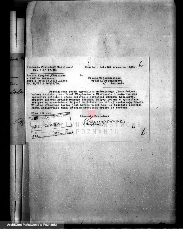 Obraz 10 z jednostki "/Zatwierdzenie projektu budowy tartaku M. i K. Klupieciów w Kiełczewie pow. Kościan/"