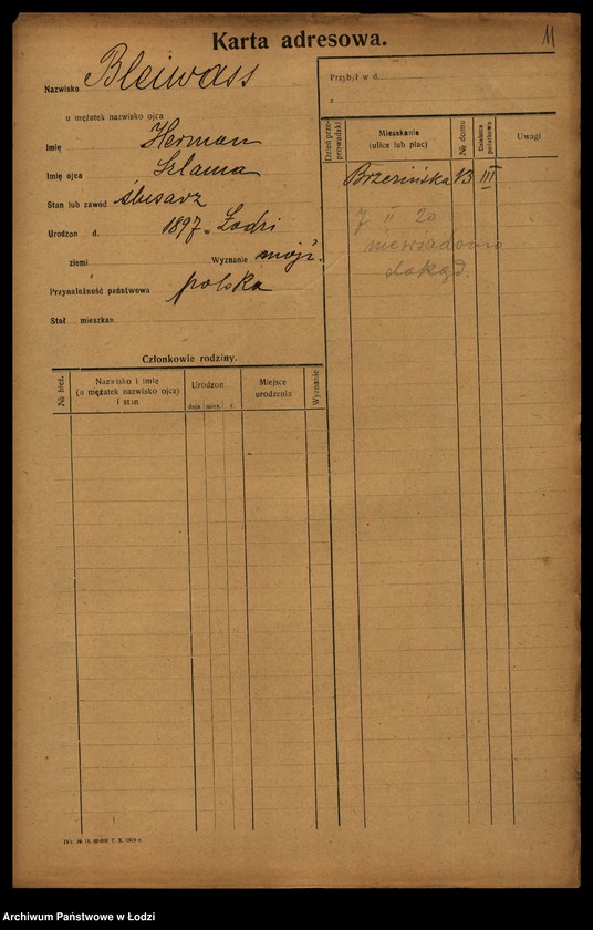 image.from.unit.number "[Spis ludności Łodzi] Blajweiss - Blesiński"