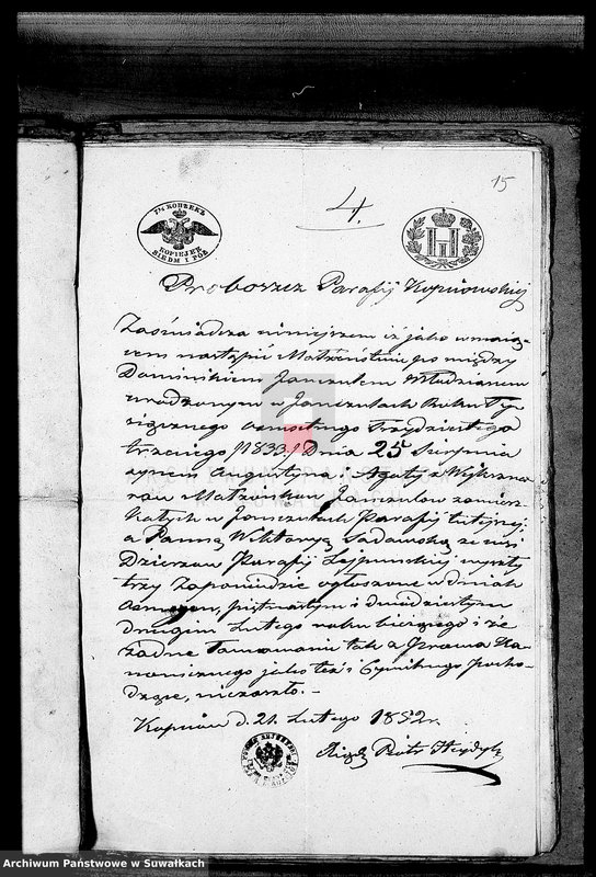 image.from.unit.number "Dowody do Akt Małżeństw Parafii Lejpuńskiej z Roku 1852"