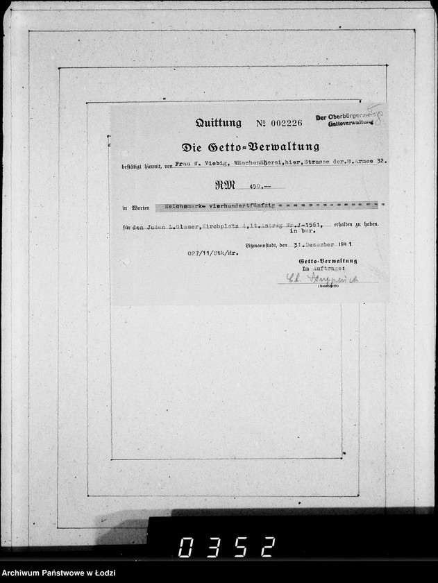 Obraz 12 z jednostki "J.1561-1580 [Wnioski Żydów z Getta o zwrot należności za towar wzięty na kredyt]"