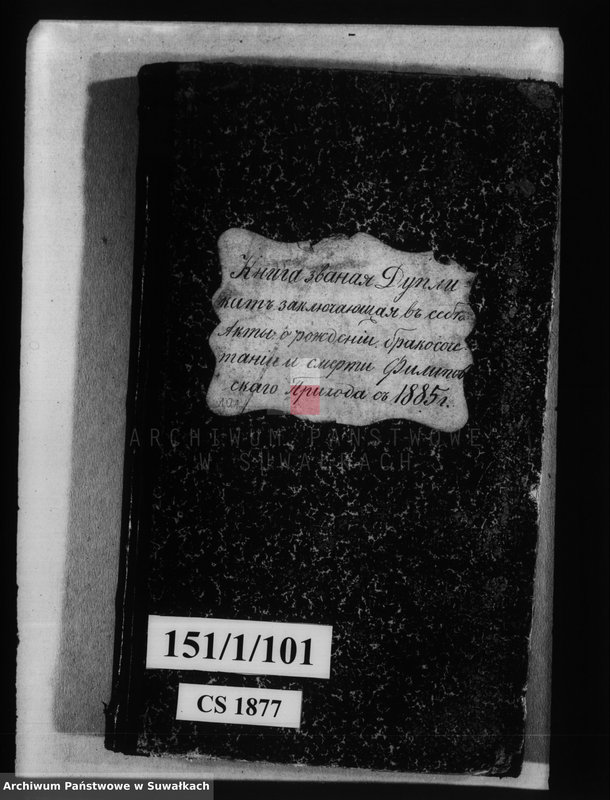 Obraz z jednostki "Kniga zvana Duplikat zaključajuščaja v sebe Akty o roždenii, Brakosočetanii i smerti Filipovskago Prichoda s 1885 g."