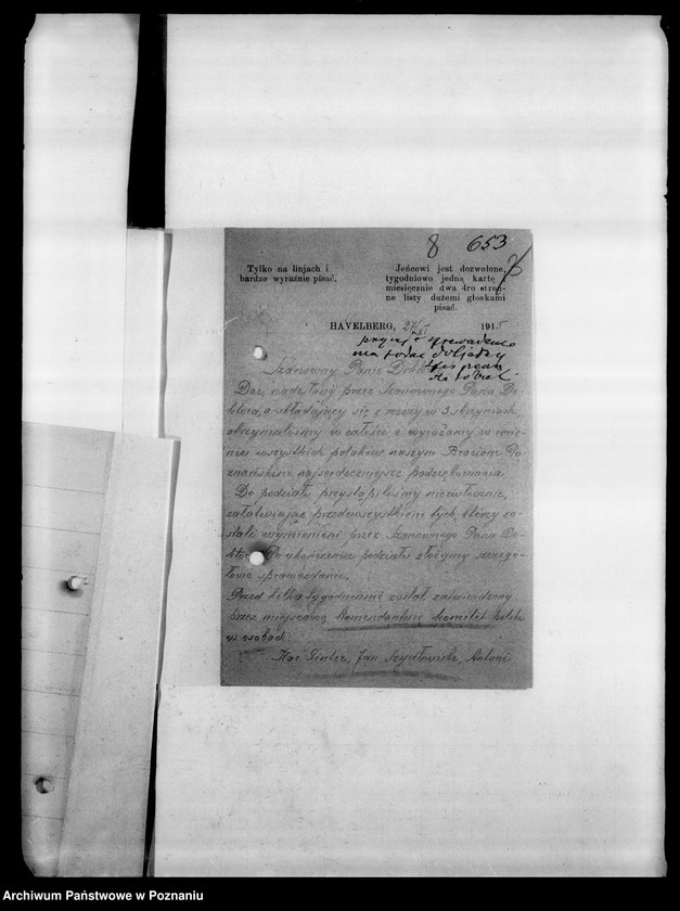 Obraz 12 z jednostki "Korespondencja różna osób przebywających na obczyźnie o pomoc materialną i prawną"