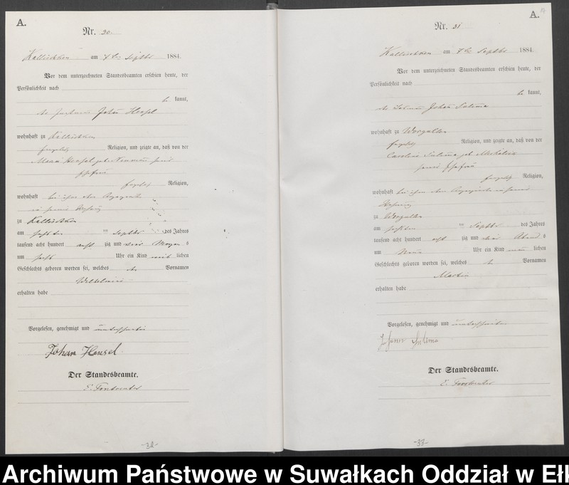 image.from.unit.number "Geburts-Haupt-Register des Königlichen Preussischen Standes-Amtes Kallischken Kreis Johannisburg"