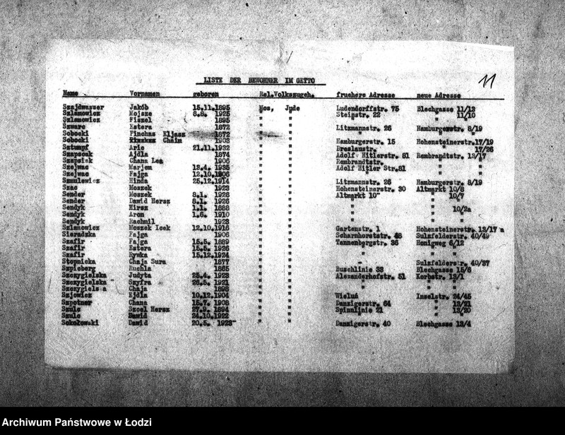 Obraz 14 z jednostki "[Alfabetyczny spis mieszkańców getta. Litera S]"