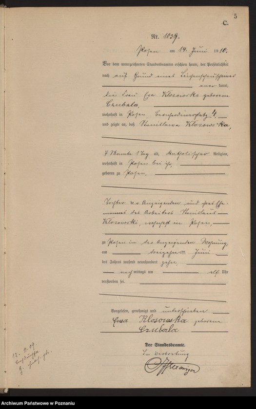 Obraz 6 z jednostki "Księga miejscowa zgonów tom III [Rejestr główny zgonów]"